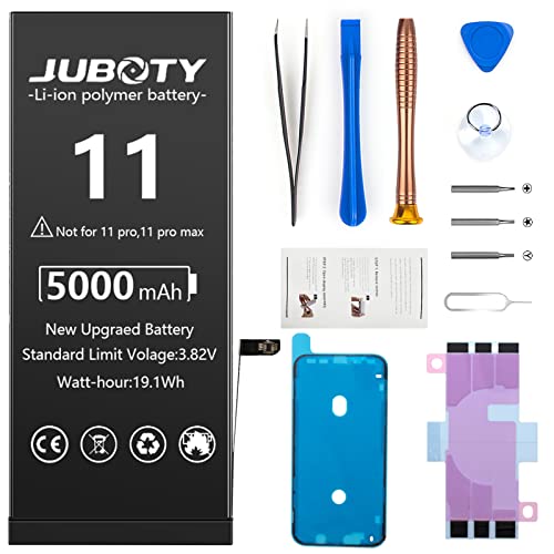 JUBOTY Akku für iPhone 11 5000mAh, Neues Upgrade Li-ion hohe Kapazität Akku Ersatz für iPhone 11 Model A2111 A2221 A2223 mit kompletten professionellen Reparatur-Set von JUBOTY