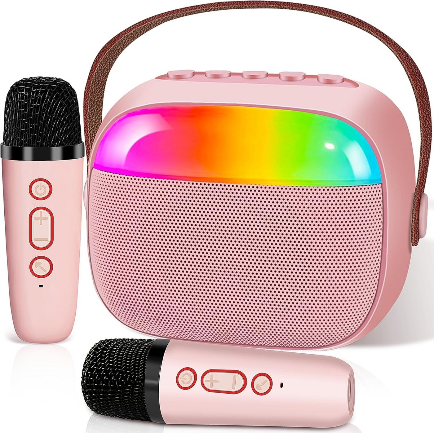 JUBOUEL Bluetooth-Lautsprecher Karaoke-Maschine Karaoke-Maschine (mit 2 Mikrofonen, LED-Lichtern und Variablen Soundeffekten) von JUBOUEL