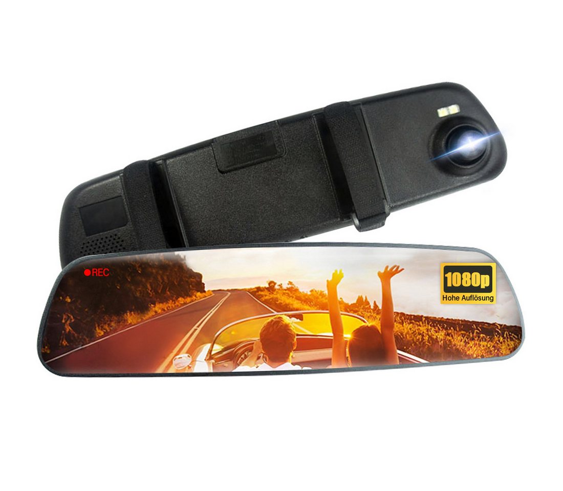 JUBOUEL Dashcam Full HD Autokamera 1080P Rückfahrkamera Rückspiegel Dashcam Dashcam (aus ABS-Kunststoff, ultra-dünne Design, mit Bewegungserkennung und Loop-Videoaufnahme usw., Unterstützung TF-Karte von bis zu 32G) von JUBOUEL