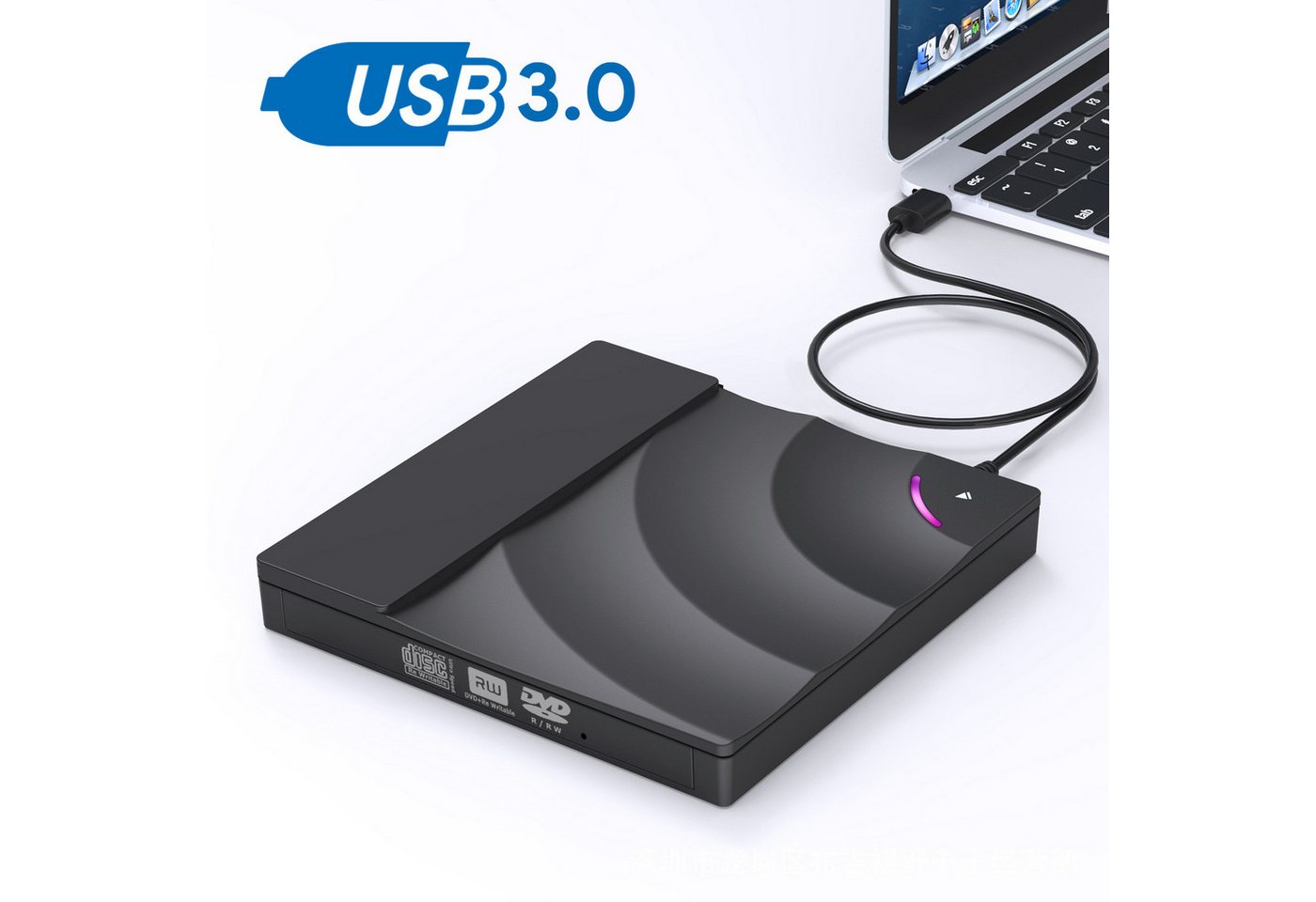 JUBOUEL Externer DVD-Laufwerk DVD-Brenner (BD 24x/DVD 24x/CD 24x, USB 3.0, Plug & Play, 8x Lesen Unterstützung DVD-Brenner) von JUBOUEL