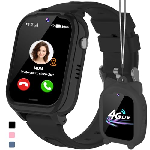 JUBUNRER 4G Smartwatch Kinder mit GPS und Telefon Videoanruf SOS Schrittzähler Spiele Wecker Lernkarten Wasserdicht Smart Watch Kinder Telefonuhr Armbanduhr Kinderuhr Junge Jungen Mädchen Geschenke- von JUBUNRER