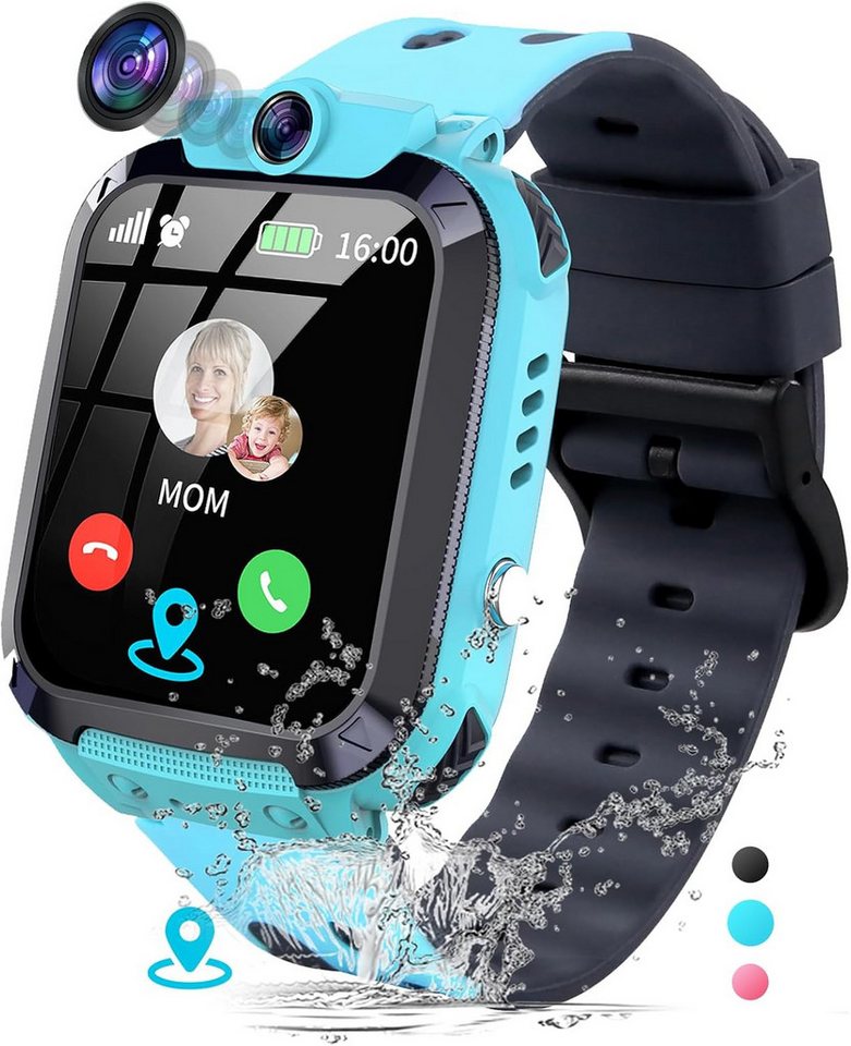 JUBUNRER Fur Jungen Mädchen 3-12 Jahre Kindergeschenke Smartwatch, mit Telefon Wasserdicht IP68 GPS Tracker SOS HD Photo Wecker von JUBUNRER