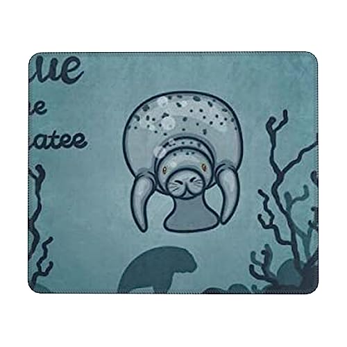 Crazy Save Manatee Mauspad mit genähtem Rand, rutschfeste Gummiunterseite, hochwertig strukturiertes und wasserdichtes Mauspad für Computer, Laptop, Büro und Zuhause, 30 x 25 cm, 3 mm von JUEXDEME