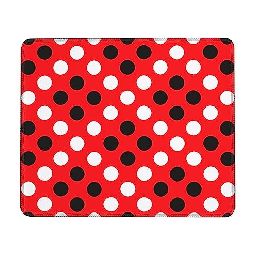 Mauspad mit genähtem Rand, rutschfeste Gummiunterseite, hochwertig strukturiertes und wasserdichtes Mauspad für Computer, Laptop, Büro und Zuhause, 30 x 25 cm, 3 mm, Rot / Weiß von JUEXDEME