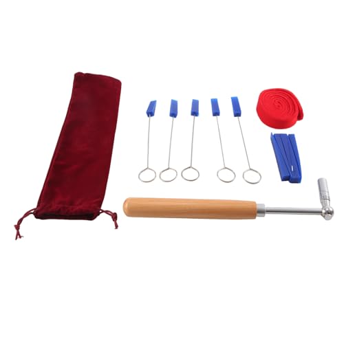 JUFUM Klavier-Stimmwerkzeug-Set + Stimmschlüssel, langer Stummfilz, Gummi-Dämpfer für Stimmanfänger, professionelles Stimmgerät, universal, Holzfarbe und Silber von JUFUM