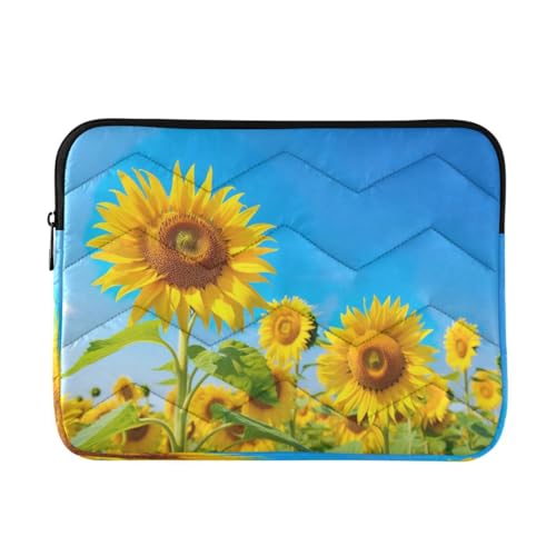 JUMBEAR Schöne Sonnenblumen-Laptophülle für 33-35,6 cm (13-14 Zoll) Notebooks, Laptop-Tasche, Schutzabdeckung, weiche Plüsch-Innenhülle, Aktentasche, Tragetasche von JUMBEAR