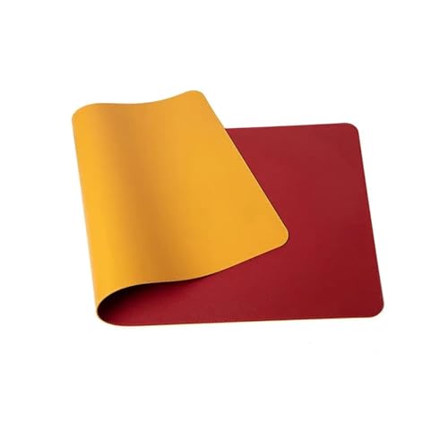 JUNCHENGBAO Doppelseitiges großes XXL-Mauspad, rutschfest, wasserdicht, PU-Leder, Bürotisch, Schreibtischunterlage, Computer-Mauspad, Tastaturkissen(Yellow-red Wine,100x50 cm) von JUNCHENGBAO