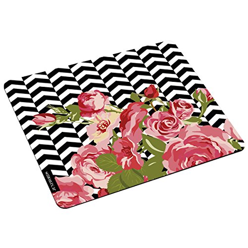 JUNIWORDS Mousepad, Pinke Rosen Chevron, Mauspad. von JUNIWORDS