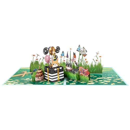 Frühlings Popup Karte Leere Schmetterlings Katzenkarte Mit Umschlag Geburtstagskarte Dankeskarte 3D Popup Grußkarte Geschenk von JUNNASALIKER