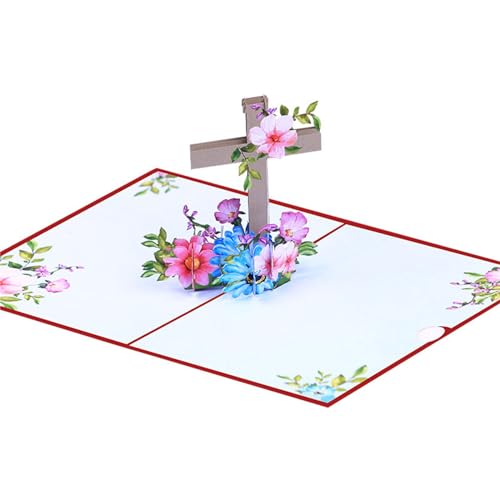 JUNNASALIKER Kreuze 3D Popup Grußkarte Religiöse Glückwünsche Geschenk Osterkarte Mit Umschlag Weihnachten Dankeschön Segen von JUNNASALIKER