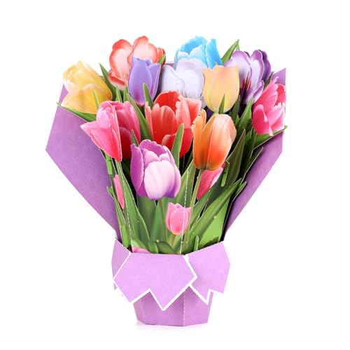 JUNNASALIKER Muttertagskarten Muttertagsgeschenk Popup Karten Für Blumensträuße Popup Dankeschön Grußkarten Zum Geburtstag von JUNNASALIKER