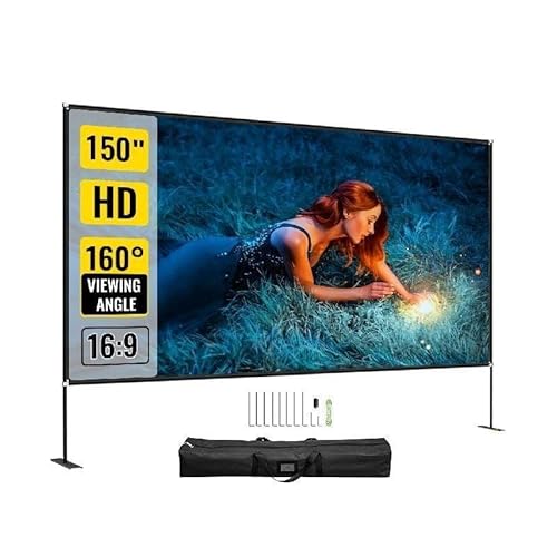 Projektionswände 80 90 100 135 150 180 Zoll Projektorleinwand mit Ständer 16:9 4K HD Weitwinkel mit Aufbewahrungstasche Tragbares Heimkino for den Außenbereich(133 inch) von JVDDI