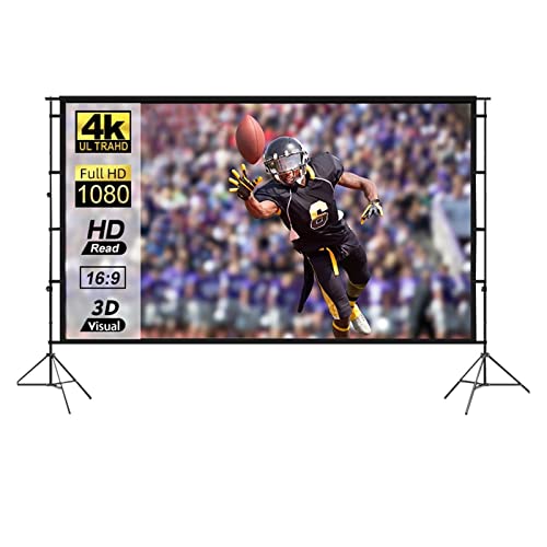 Projektionswände Beamer Leinwand mit Ständer Tragbar 100 120 Zoll HD Outdoor Projektionsleinwand Faltbar mit Tragetasche for Heimkino Camping(120 inch) von JVDDI