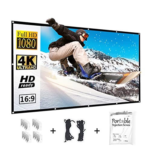 Projektionswände Thicken Projektorleinwand, 120/150 Zoll 16:9, Faltbare tragbare weiße Projektionsleinwand aus Polyester for Heimkino im Freien(72 inch) von JVDDI