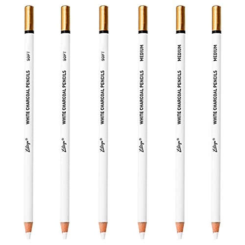 Weißer Kohle Bleistift 6 Stück Zeichnung White Pencils Professioneller Sketching Highlight-Stift Weißer Kohle Zeichenstifte Skizzieren Highlight Malstifte Für Künstler Zeichnen Skizzieren Verblende von JYNLJKBF