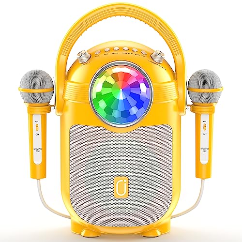 JYX Karaoke Machine für Kinder, Bluetooth Karaoke Anlage mit 2 Mikrofonen, Tragbares Bluetooth Lautsprecher mit LED-Lichtern für Heimparty, Geburtstagsgeschenke für Mädchen und Jungen von JYX