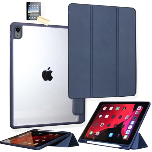 JYtrend Stoßfeste Schutzhülle für iPad der 10. Generation (11 Zoll), Smart Cover mit Ständer, transparent, für A2696, A2757, A2777, Marineblau von JYtrend