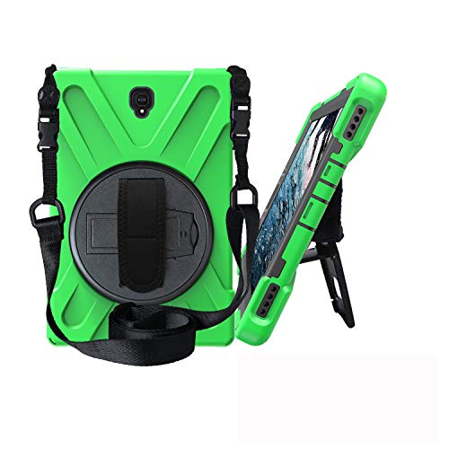 JZ 360 Degrees Kickstand Hülle Cover Compatible with Galaxy Tab S4 10.5 (SM-T830,T835,T837) Stand Hülle with Wrist Strap and Shoulder Strap - Green von JZ