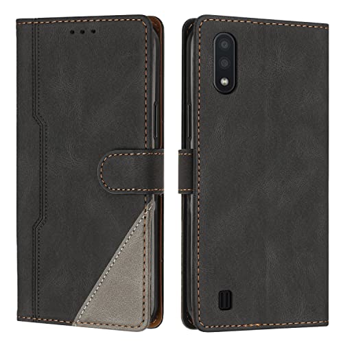 JZASES Hülle für Galaxy A10 / Galaxy M10, Brieftasche Klapphülle, PU Leder Stoßfeste Magnetische Schutzhülle Tasche Kompatibel mit Samsung Galaxy A10 / Galaxy M10, Schwarz von JZASES