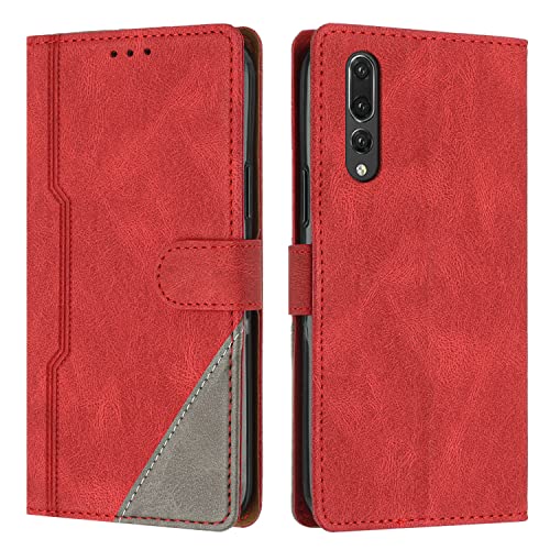 JZASES Hülle für Huawei P20 Pro, Brieftasche Klapphülle, PU Leder Stoßfeste Magnetische Schutzhülle Tasche Kompatibel mit Huawei P20 Pro, Rot von JZASES