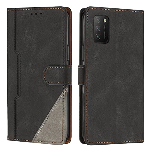 JZASES Hülle für Xiaomi Redmi 9T / Xiaomi Poco M3, Brieftasche Klapphülle, PU Leder Stoßfeste Magnetische Schutzhülle Tasche Kompatibel mit Xiaomi Redmi 9T / Xiaomi Poco M3, Schwarz von JZASES