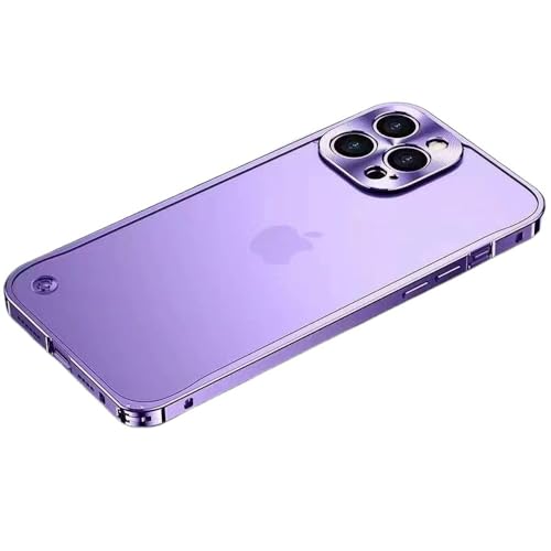 JZFDCLF Blaue Metall-Stoßstangenhülle für iPhone 15 15Pro 14 13 Pro Max 12 Mini 11 13Pro 12Pro Kameraschutzabdeckung Telefonzubehör, Lila, Für iPhone 13 von JZFDCLF