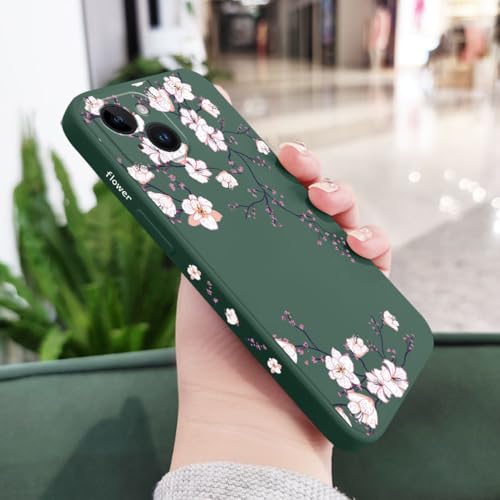 JZFDCLF Blossom-Telefonhülle für iPhone 15 14 13 12 11 Plus Pro Max Mini X XR XS SE2020 8 7 6 6S Plus Cover, D grün, für iPhone 12 Pro von JZFDCLF