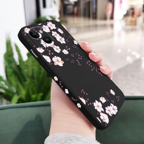 JZFDCLF Blossom-Telefonhülle für iPhone 15 14 13 12 11 Plus Pro Max Mini X XR XS SE2020 8 7 6 6S Plus Cover, Schwarz, Für iPhone 15 Pro Max von JZFDCLF