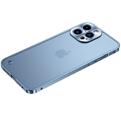 JZFDCLF Goldschwarze Telefon-Stoßstangenhülle aus Aluminiummetall für iPhone 15 14 Plus 13 Pro Max 12 Mini 11 13Pro 12Pro 11Pro 13 Lila Hülle, Blau, Für iPhone 15 Pro Max von JZFDCLF