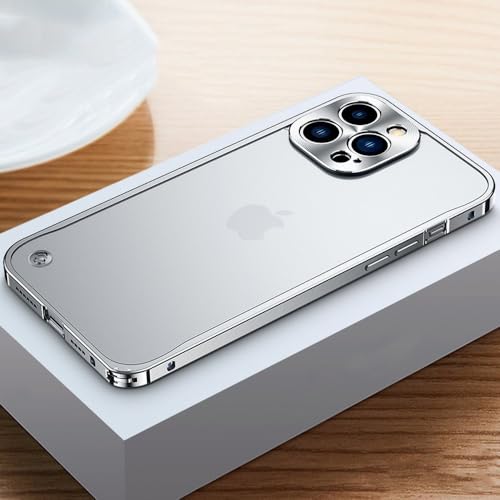 JZFDCLF Magnetische Hülle für iPhone 14 13 12 11 Pro Max Plus Mini Aluminiumlegierung Metallrahmen Matte Telefonhülle Stoßfester Stoßfänger, Silber, Für iPhone 12 von JZFDCLF