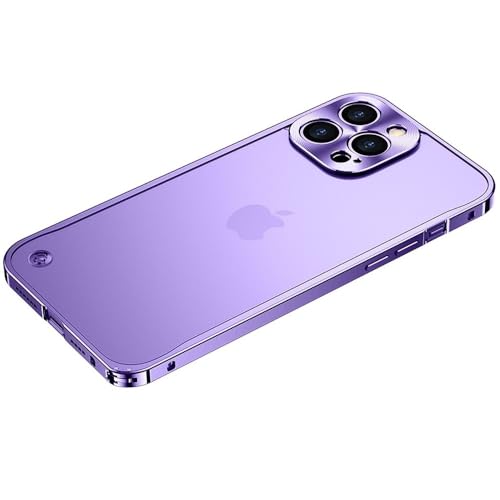 JZFDCLF Metall-Telefonhüllen für iPhone 15 13 14 Pro Max Cover 14 Plus Magnetische Telefonschale mit Aluminiumrahmen für iPhone 11 12 Mini 12 Pro Max, Lila, für iPhone 12Pro Max von JZFDCLF