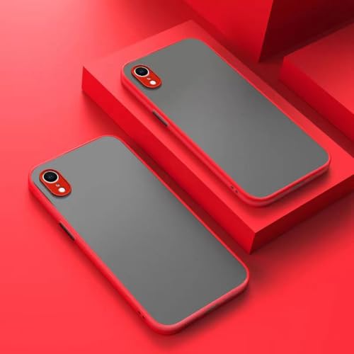 JZFDCLF Stoßfeste, Matte Panzerhülle für iPhone XS Max XR XS X 6 6S 7 8 Plus SE 2020 SE 2022 Silikon-Stoßfänger, klare Harte PC-Abdeckung, rot, für iPhone 6 6S von JZFDCLF