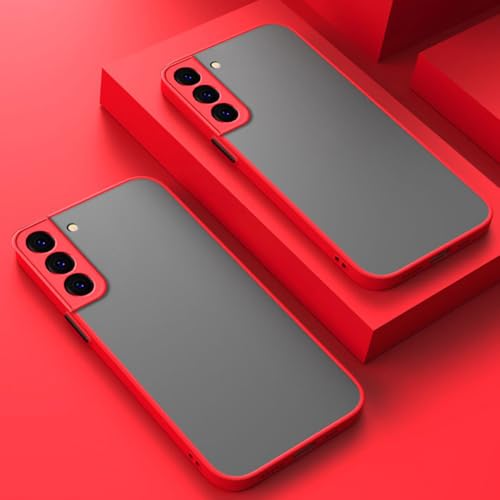 Matte, transparente Silikonhülle für Samsung Galaxy S24 S23 Ultra S22 Plus S21 S20 FE A55 A54 A34 A14 A73 A53 5G, stoßfeste Panzerhülle, rot, für Galaxy S22 Ultra von JZFDCLF