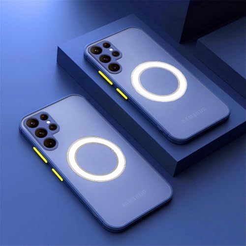 Matte magnetische Hülle für Samsung Galaxy S23 S24 Plus S22 Ultra S21 Fe S23Plus S23Ultra Armor Stoßfeste Abdeckung, Blau, Für S23 von JZFDCLF