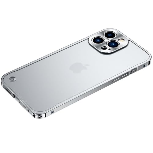 Metall-Stoßstangenhülle für iPhone 15 Pro Max 14 Plus 13 Mini 12 11 15Pro 14Pro Hartmatte Hülle Telefonzubehör, Silber, für iPhone 12Pro Max von JZFDCLF