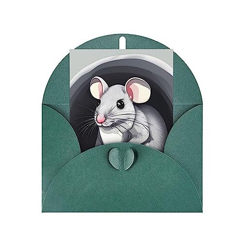 Grußkarte mit Maus im Loch, elegante Perlpapier-Grußkarte für Weihnachten, Segenskarte, Geburtstag, Valentinstag, Dunkelgrün von JZIRQWKXVS