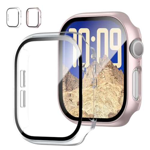 2 Stück Schutzhülle mit Apple Watch 10 42mm Displayschutz, Slim Guard Bumper Full Coverage Hard PC Protective Cover HD Ultra-Thin Cover für iWatch 10 42mm von JZK