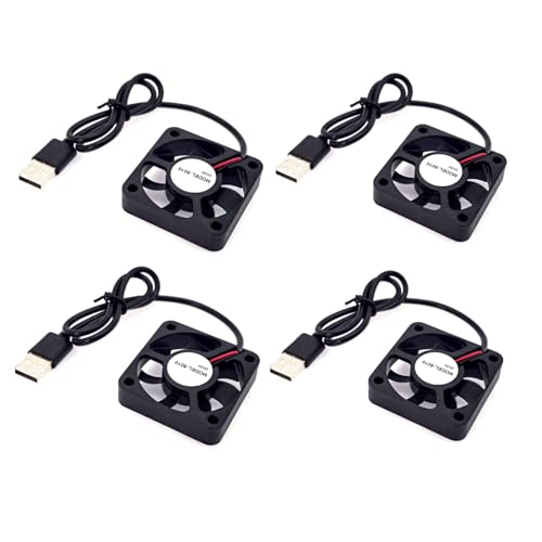 JZK 4STK 50x50x10mm DC 5V mini USB Lüfter 50mm, 4200 U/min, 0.08 A, 5010 Gleitlager kleiner bürstenloser DC Lüfter 5cm für Kühlung oder Belüftung, 3D-Druckerlüfter von JZK