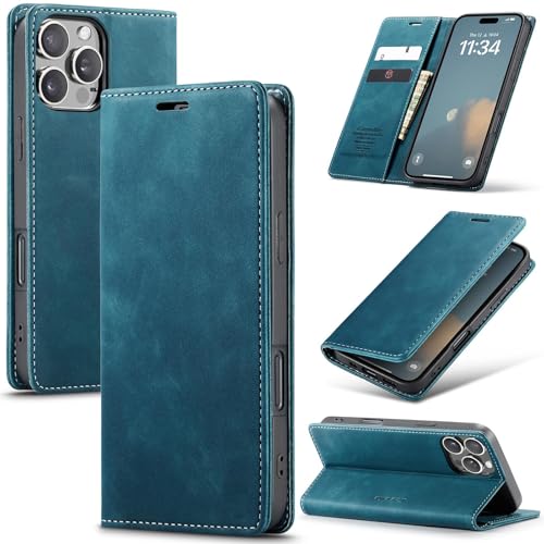 JZLUCAJJ Hülle für iPhone 16/16 Pro/16 Plus/16 Pro Max, Flip Wallet Lederhülle mit Kartenhalter, Magnetverschluss, stoßfester Ständer, Schutzhüllen, 16 Pro Max, Kaffee von JZLUCAJJ