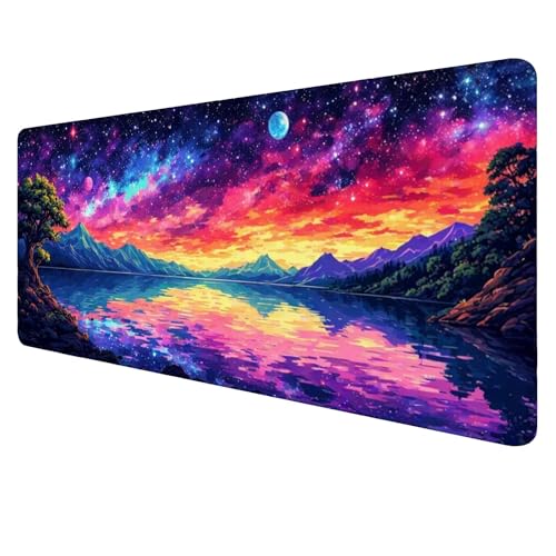 Gaming Mouse Pad Abstrakt Mouse Mat XXL 1600x800x3mm Schreibtischunterlage Groß Mousemat Sternenhimmel Non-Slip Desk Protection Waterproof Desk Pad for Home Office Pc Unterlage ​Schreibtisch J731 von Jaalinng