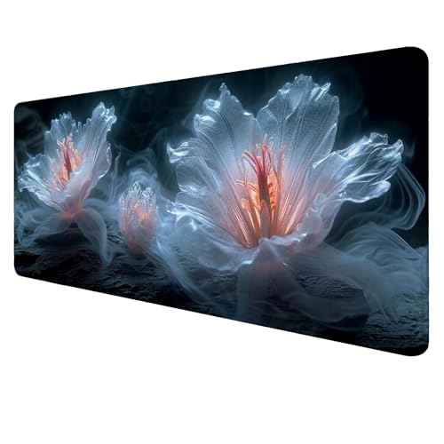 Gaming Mouse Pad Blume Mouse Mat XXL 900x400x3mm Schreibtischunterlage Groß Mousemat Weiß Non-Slip Desk Protection Waterproof Desk Pad for Home Office Pc Unterlage ​Schreibtisch J662 von Jaalinng