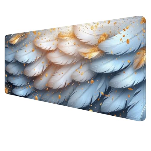 Gaming Mouse Pad Feder Mouse Mat XXL 1200x600x3mm Schreibtischunterlage Groß Mousemat Weiß Non-Slip Desk Protection Waterproof Desk Pad for Home Office Pc Unterlage ​Schreibtisch J975 von Jaalinng