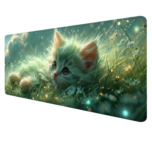 Gaming Mouse Pad Katze Mouse Mat XXL 1600x800x3mm Schreibtischunterlage Groß Mousemat Tier Non-Slip Desk Protection Waterproof Desk Pad for Home Office Pc Unterlage ​Schreibtisch J728 von Jaalinng