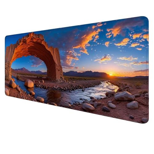 Gaming Mouse Pad Landschaft Mouse Mat XXL 900x400x3mm Schreibtischunterlage Groß Mousemat Sonnenuntergang Non-Slip Desk Protection Waterproof Desk Pad for Pc Unterlage ​Schreibtisch J889 von Jaalinng