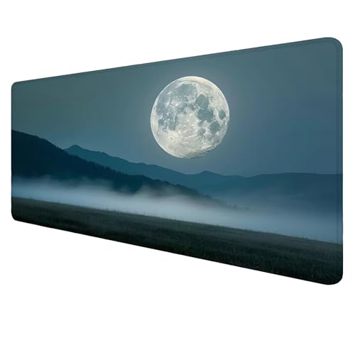 Gaming Mouse Pad Mond Mouse Mat XXL 1200x600x3mm Schreibtischunterlage Groß Mousemat Landschaft Non-Slip Desk Protection Waterproof Desk Pad for Home Office Pc Unterlage ​Schreibtisch J32 von Jaalinng