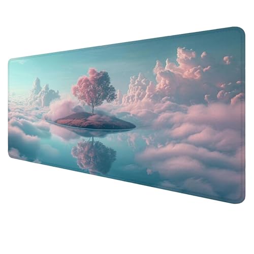 Gaming Mouse Pad Rosa Mouse Mat XXL 900x400x3mm Schreibtischunterlage Groß Mousemat Baum Non-Slip Desk Protection Stitched Edges Waterproof Desk Pad for Home Office Pc Unterlage ​Schreibtisch J834 von Jaalinng