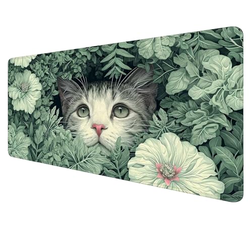 Gaming Mouse Pad Tier Mouse Mat XXL 900x400x3mm Schreibtischunterlage Groß Mousemat Katze Non-Slip Desk Protection Stitched Edges Waterproof Desk Pad for Home Office Pc Unterlage ​Schreibtisch J23 von Jaalinng