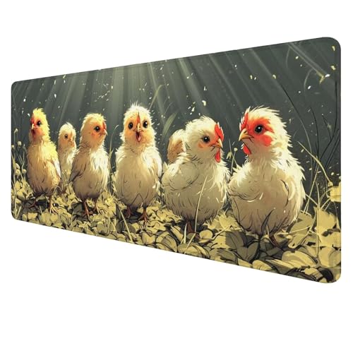 Gelb Mouse Mat Gaming Mouse Mat XXL 1400x700x3mm Multifunctional Mousepad Küken Schreibtischunterlage groß,Non-Slip Rubber Base,Extended Desk Protection,for PC Unterlage Schreibtisch J757 von Jaalinng