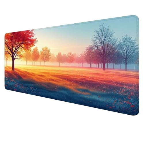 Landschaft Mouse Mat Gaming Mouse Mat XXL 1000x500x3mm Multifunctional Mousepad Wald Schreibtischunterlage groß,Non-Slip Rubber Base,Extended Desk Protection,for PC Unterlage Schreibtisch J4 von Jaalinng