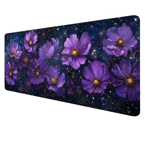 Lila Mouse Mat Gaming Mouse Mat XXL 1000x500x3mm Multifunctional Mousepad Blumen Schreibtischunterlage groß,Non-Slip Rubber Base,Extended Desk Protection,for PC Unterlage Schreibtisch J842 von Jaalinng